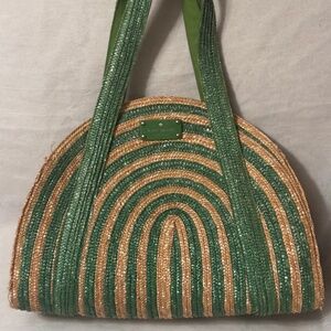 Kate Spade Half Moon Straw Bag Green/Neutral